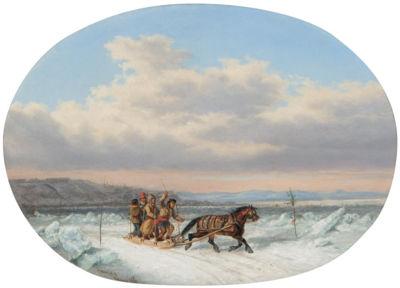 Cornelius Krieghoff Crossing the Ice at Quebec'